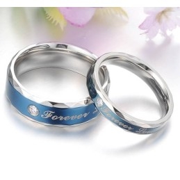 Durable In Use Blue Titanium Ring For Lovers