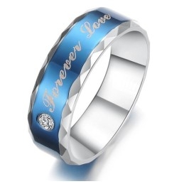 Durable In Use Blue Titanium Ring For Lovers