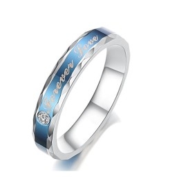 Durable In Use Blue Titanium Ring For Lovers