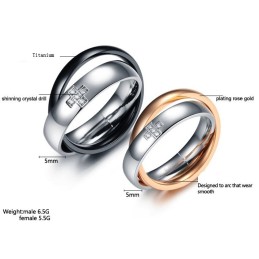Stable Quality Cross Titanium Ring For Lovers With Diamond