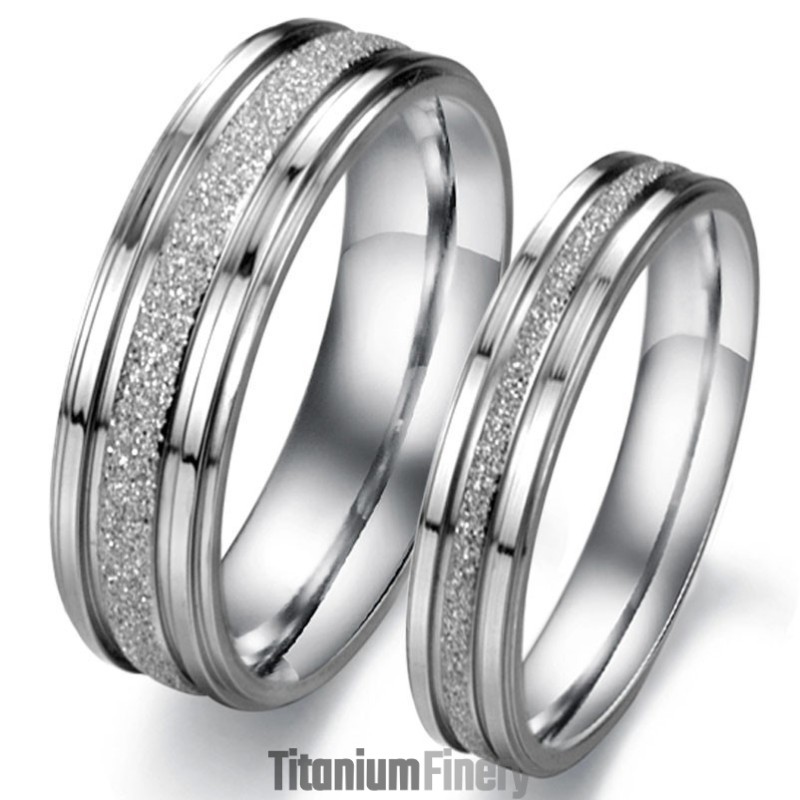 Wide Varieties Pearl Sand Titanium Ring For Lovers