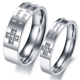 Selling Well All Over The World Titanium Ring For Lovers With Rhinestone