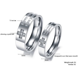 Selling Well All Over The World Titanium Ring For Lovers With Rhinestone