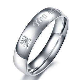 Quality And Quantity Assured Titanium Ring For Lovers With Rhinestone