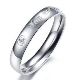 Quality And Quantity Assured Titanium Ring For Lovers With Rhinestone