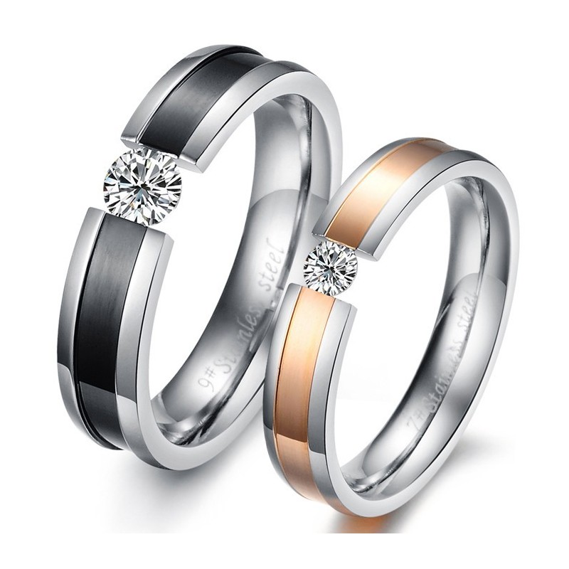 Dependable Performance Titanium Ring For Lovers With Rhinestone