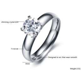 Durable In Use Female Titanium Ring With Rhinestone