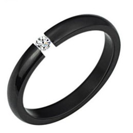 High Quality Black And White Titanium Ring For Lovers With Rhinestone