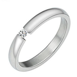 High Quality Black And White Titanium Ring For Lovers With Rhinestone