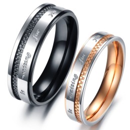 To Enjoy High Reputation At Home And Abroad Grid Titanium Ring For Lovers