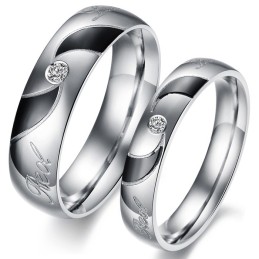 High Quality Black Titanium Ring For Lovers With Diamond