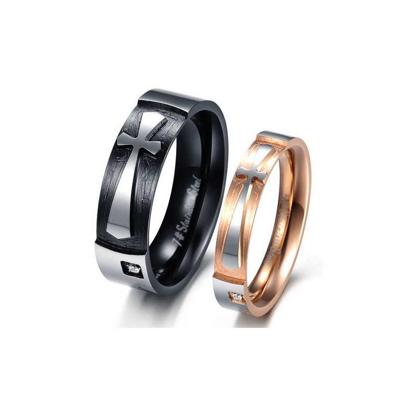 Stable Quality Cross Titanium Ring For Lovers Stable Quality Cross Titanium Ring For Lovers