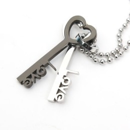 Love Key Sweetheart Lovers Titanium Necklace Pendant