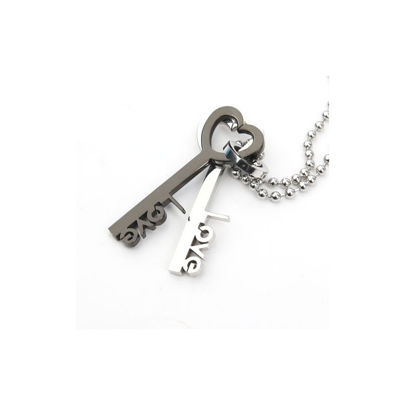 Love Key Sweetheart Lovers Titanium Necklace Pendant