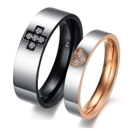 Superior Quality Cross Sweetheart Titanium Ring For Lovers