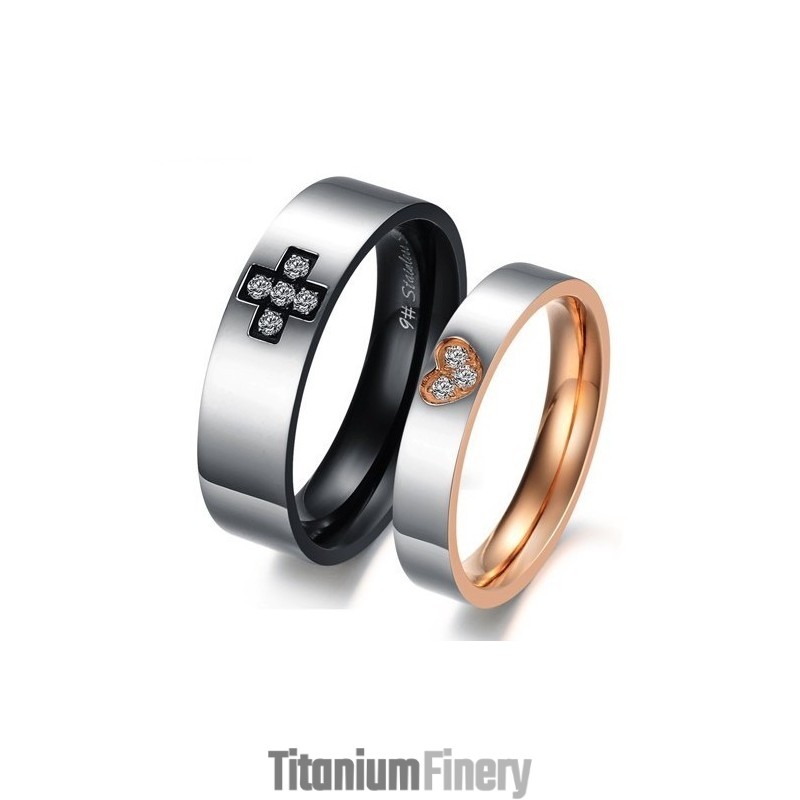 Superior Quality Cross Sweetheart Titanium Ring For Lovers Superior Quality Cross Sweetheart Titanium Ring For Lovers