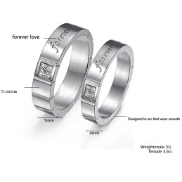 Quality And Quantity Assured Titanium Ring For Lovers With Diamond