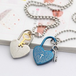 Fashion Bible Love Lock And Key Sweetheart Titanium Necklaces Pendants