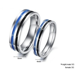 Easy To Use Blue-Black Titanium Ring For Lovers