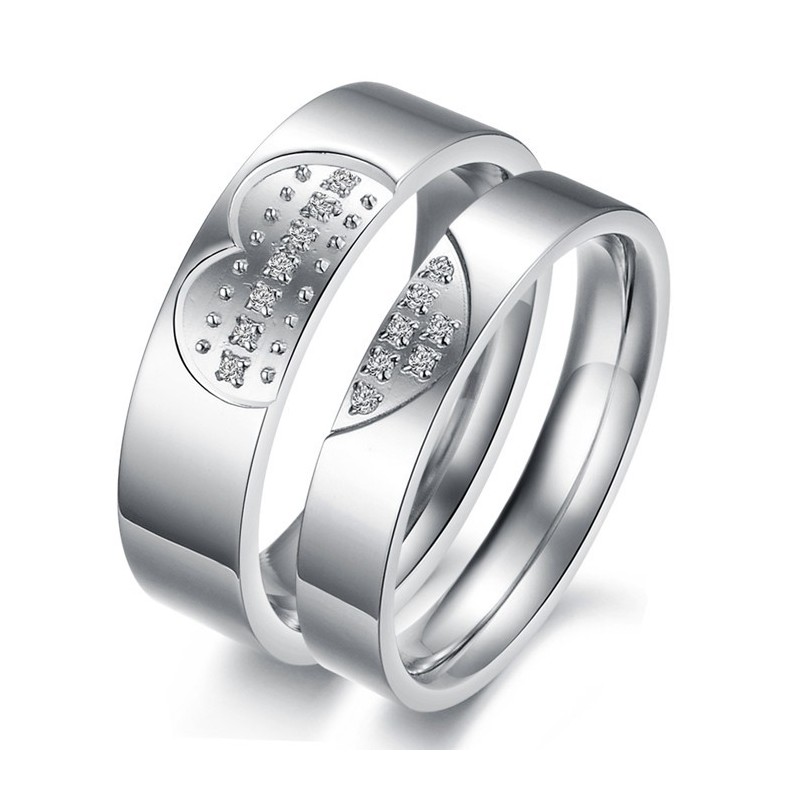 High Quality Sweetheart Titanium Ring For Lovers With Rhinestone High Quality Sweetheart Titanium Ring For Lovers With Rhinestone