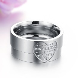 High Quality Sweetheart Titanium Ring For Lovers With Rhinestone