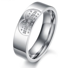 High Quality Sweetheart Titanium Ring For Lovers With Rhinestone
