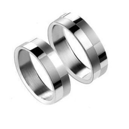 Quality And Quantity Assured Grid Titanium Ring For Lovers