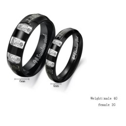 Complete In Specifications Black Titanium Ring For Lovers With Rhinestone