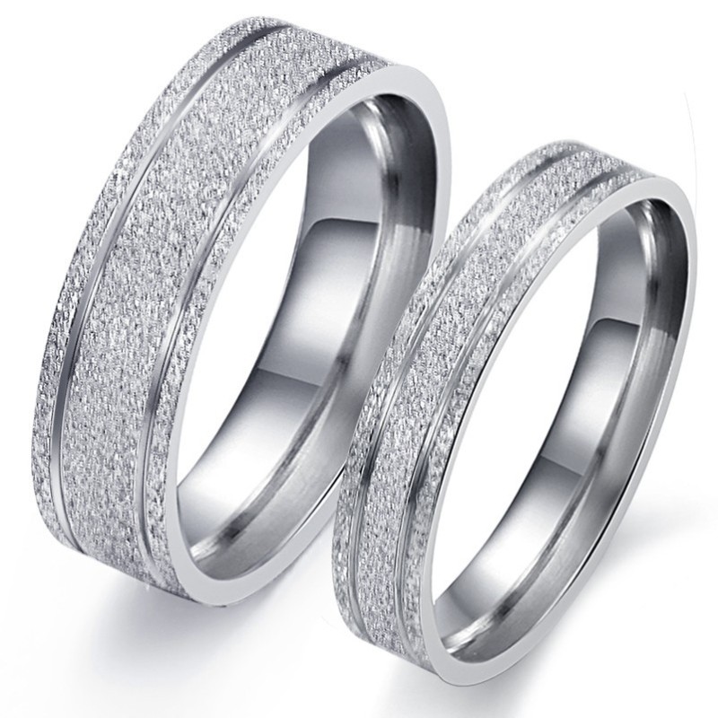 Durable In Use Pearl Sand Titanium Ring For Lovers