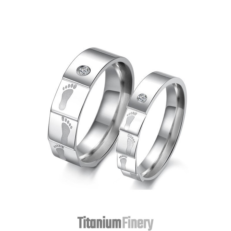 High Quality Layering Titanium Ring For Lovers With Rhinestone