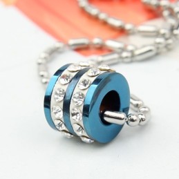 Fashion Blue Ring With Diamond Titanium Pendant And Necklace