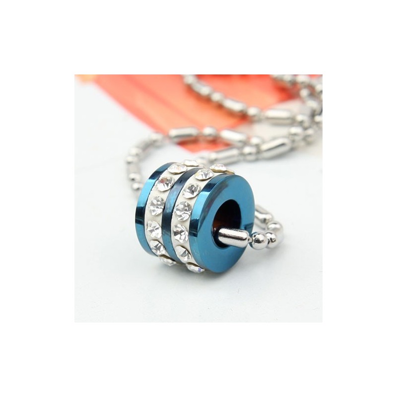 Fashion Blue Ring With Diamond Titanium Pendant And Necklace