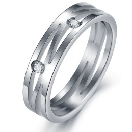 Stable Quality Labyrinth Titanium Ring For Lovers With Rhinestone