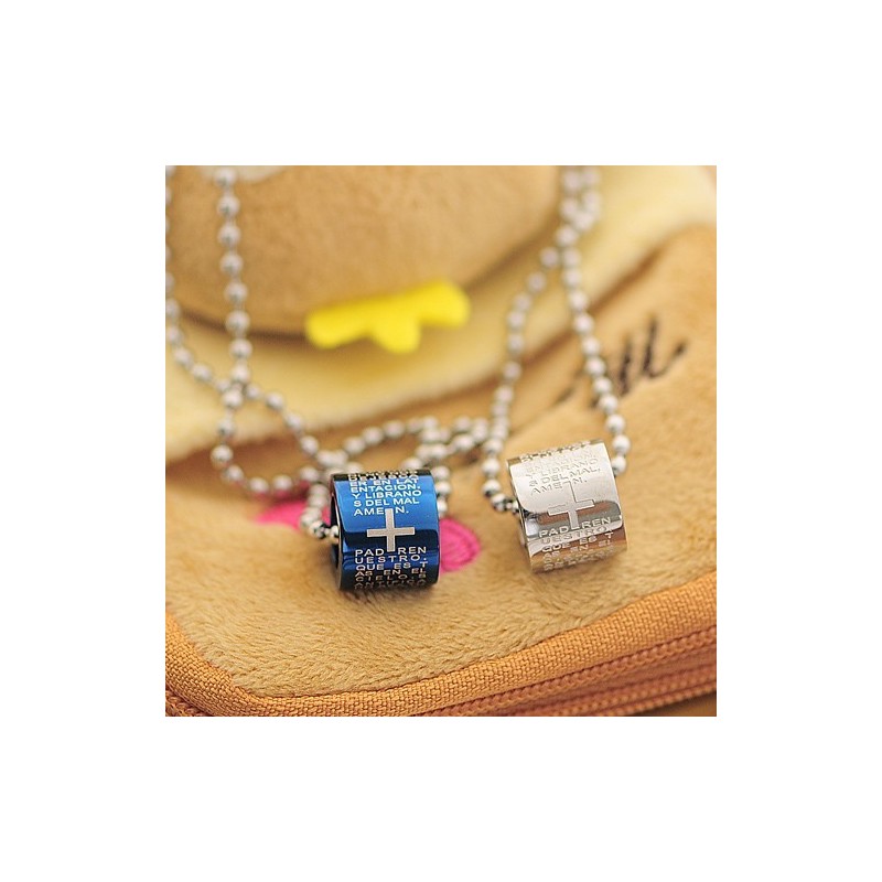 Romantic Blue Style Bible Titanium Couple Necklace And Pendant (One Pair) Romantic Blue Style Bible Titanium Couple Necklace And Pendant (One Pair)