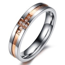 The King Of Quantity Cross Titanium Ring For Lovers With Rhinestone
