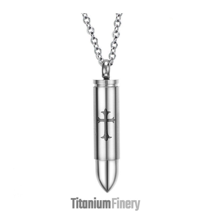 Well-Known For Its Fine Quality Bullet Shape Cross Titanium Necklace Well-Known For Its Fine Quality Bullet Shape Cross Titanium Necklace