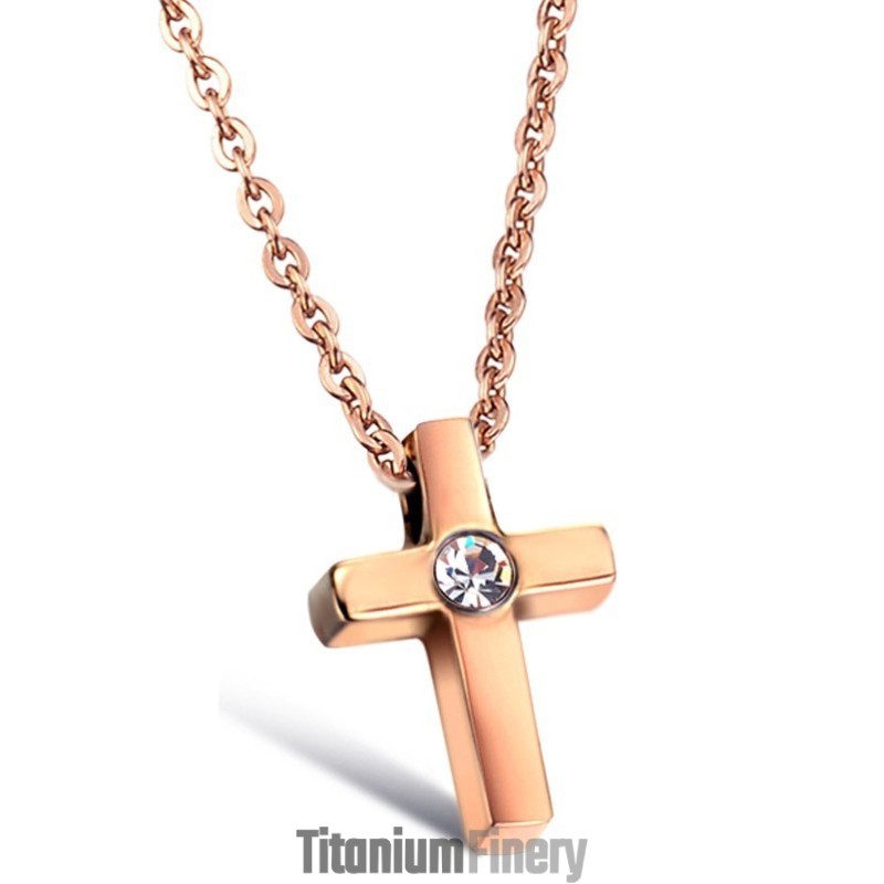 The Queen Of Quality Cross Titanium Necklace With Rhinestone The Queen Of Quality Cross Titanium Necklace With Rhinestone