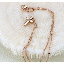 The Queen Of Quality Cross Titanium Necklace With Rhinestone