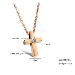 The Queen Of Quality Cross Titanium Necklace With Rhinestone