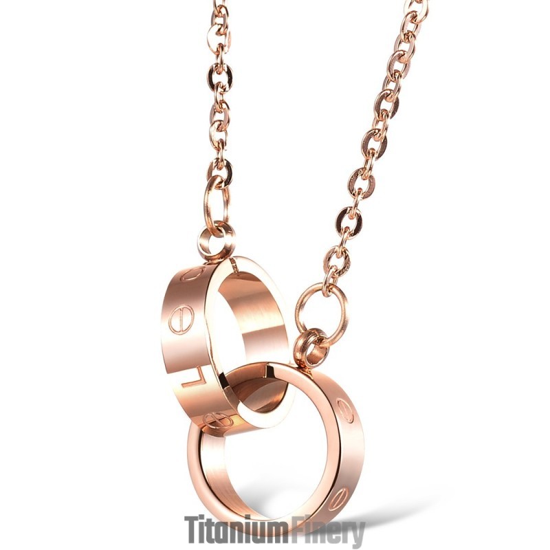 High Quality Female Phase Ring Titanium Necklace