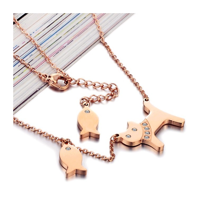 Selling Well All Over The World Cats Eat Fish Titanium Necklace Selling Well All Over The World Cats Eat Fish Titanium Necklace