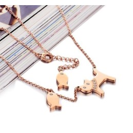 Selling Well All Over The World Cats Eat Fish Titanium Necklace