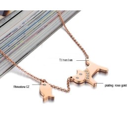 Selling Well All Over The World Cats Eat Fish Titanium Necklace