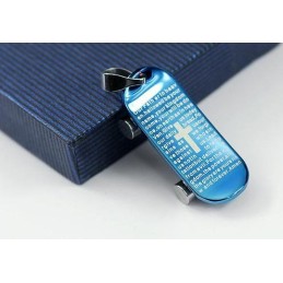 Man Blue Cross Bible Skateboard Pendant And Necklace