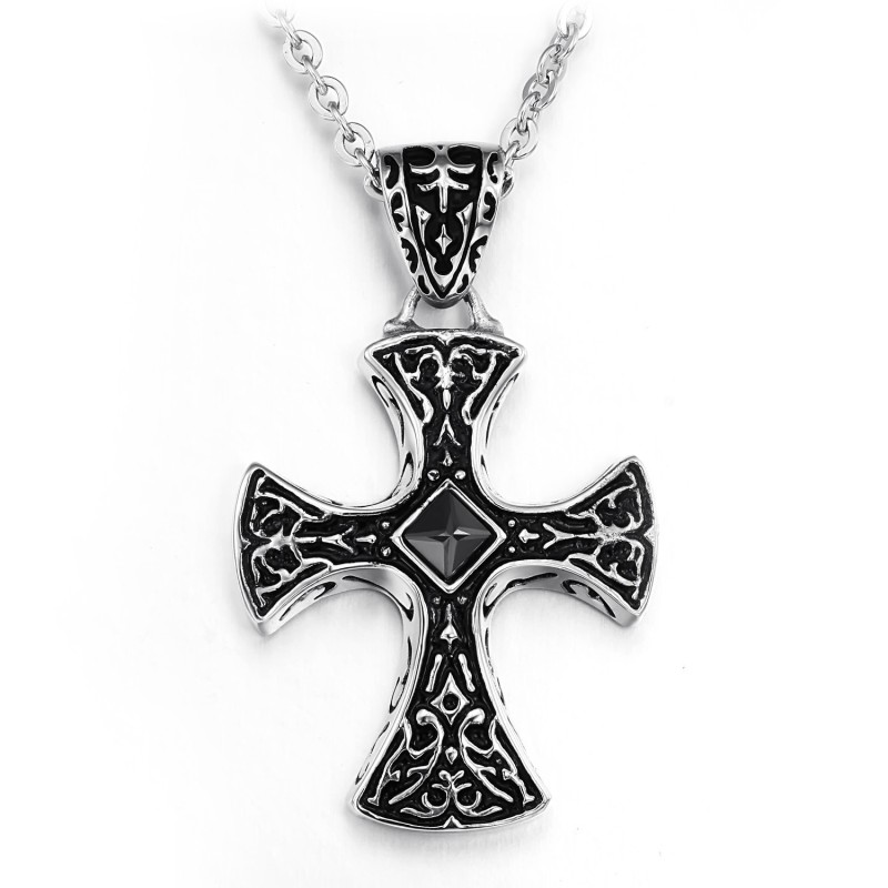 Wide Varieties Cross Titanium Necklace