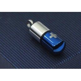 Blue Silver Pure Titanium Pill Pendant Cross Necklace