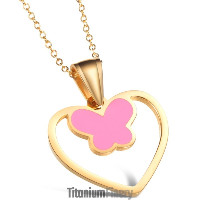 Well-Known For Its Fine Quality Female Butterfly Shape Titanium Necklace