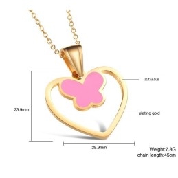Well-Known For Its Fine Quality Female Butterfly Shape Titanium Necklace