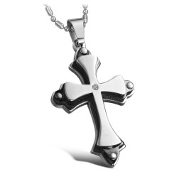 Quality And Quantity Assured Cross Titanium Necklace With Rhinestone