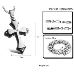 Quality And Quantity Assured Cross Titanium Necklace With Rhinestone